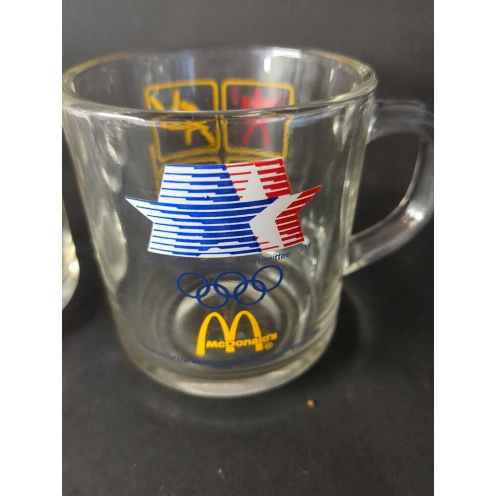 4 Vintage 1984 McDonalds Olympic Glass Coffee Mugs  Los Angeles -  All Different - Picture 16 of 16
